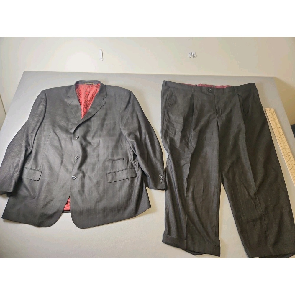 Mecca 2 Piece Dark Brown Suit Glen Check Pattern Sz52